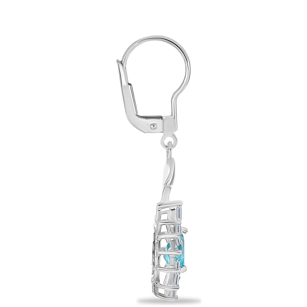 Silberohrringe mit himmelblauem Apatit und weißem Zirkon