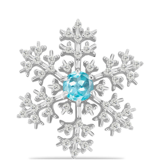 Silberanhänger mit himmelblauem Apatit und weißem Topas