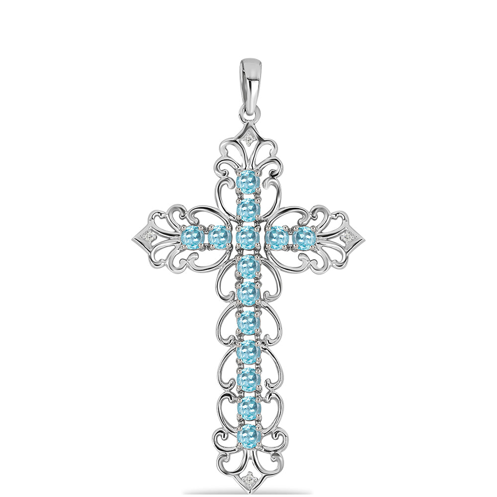 Silberanhänger mit himmelblauem Apatit und weißem Topas