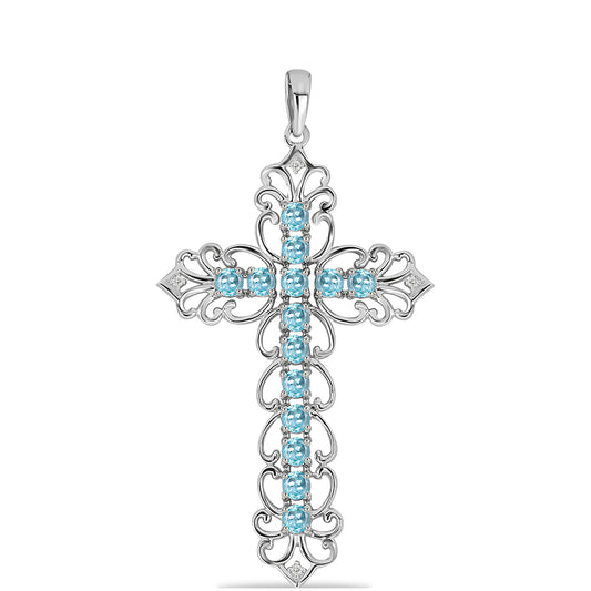 Silberanhänger mit himmelblauem Apatit und weißem Topas