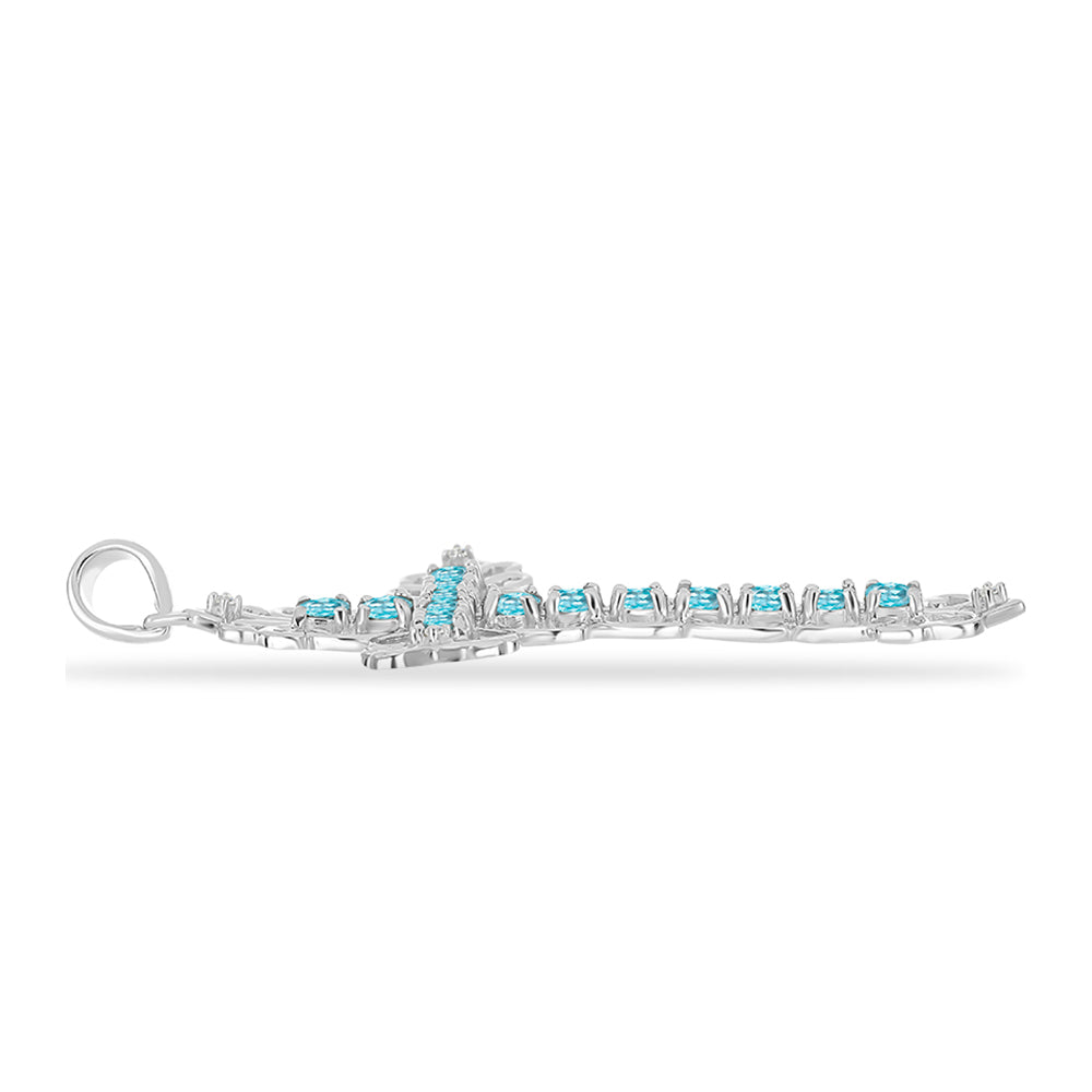 Silberanhänger mit himmelblauem Apatit und weißem Topas 2 