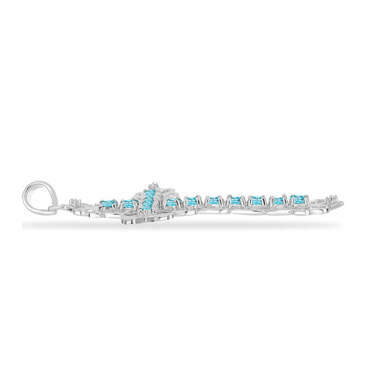 Silberanhänger mit himmelblauem Apatit und weißem Topas