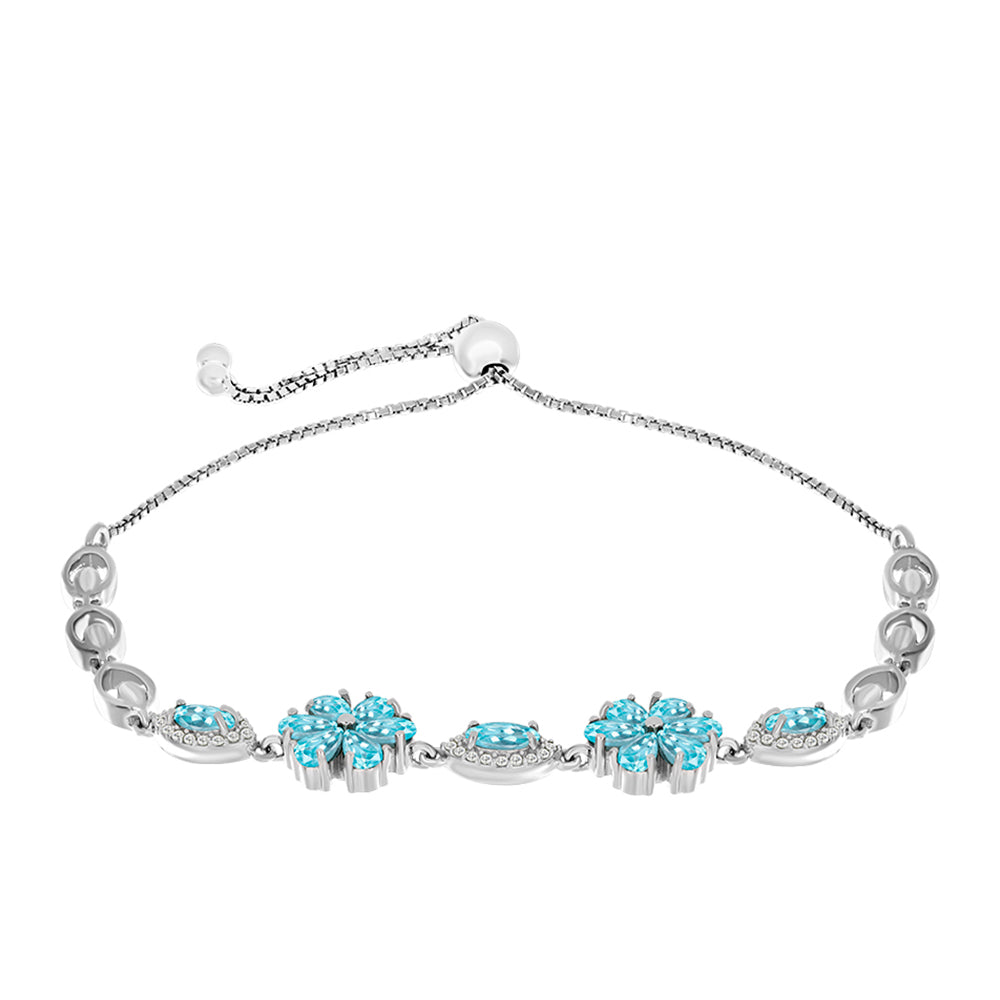 Silberarmband mit himmelblauem Apatit und weißem Topas