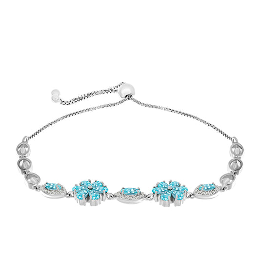 Silberarmband mit himmelblauem Apatit und weißem Topas