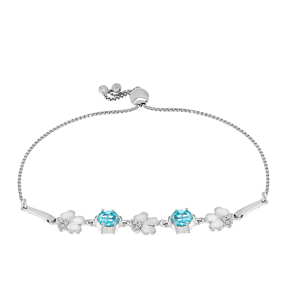 Silberarmband mit himmelblauem Apatit und weißem Topas