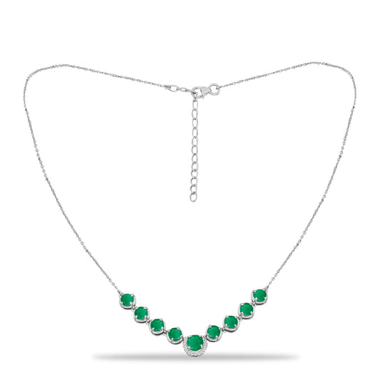 Silberhalskette mit brasilianischem Smaragd und weißem Topas