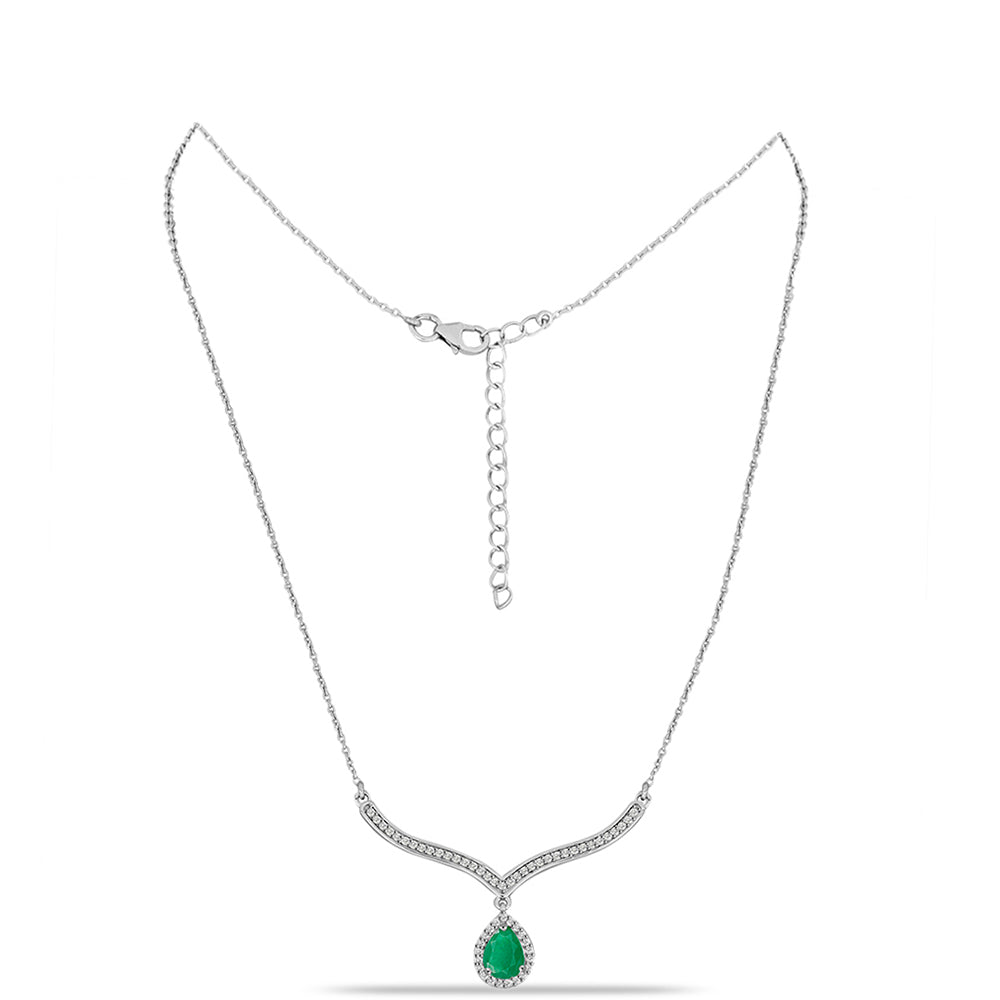 Silberhalskette mit brasilianischem Smaragd und weißem Topas 1 
