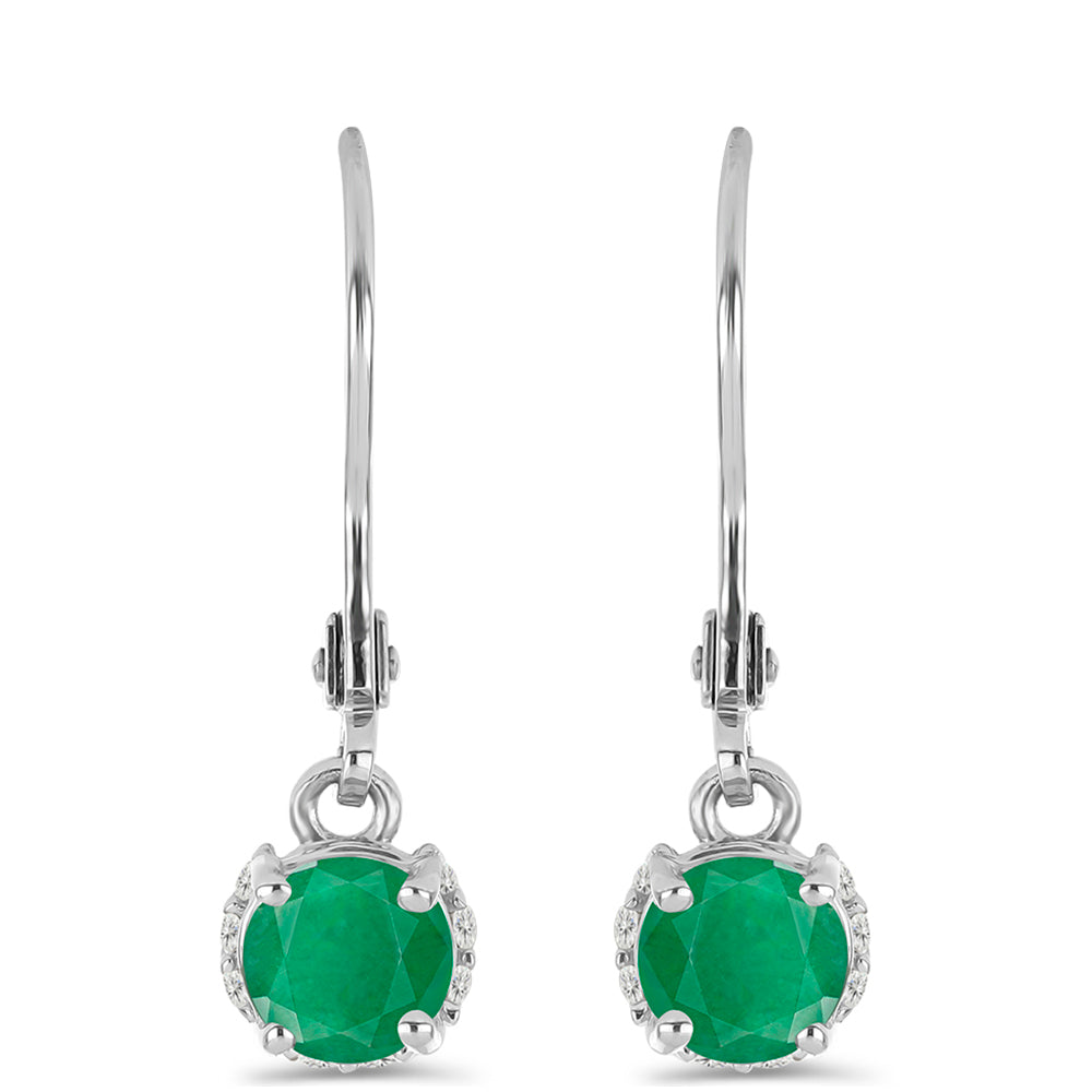 Silberohrringe mit brasilianischem Smaragd und weißem Topas 1 