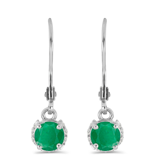 Silberohrringe mit brasilianischem Smaragd und weißem Topas