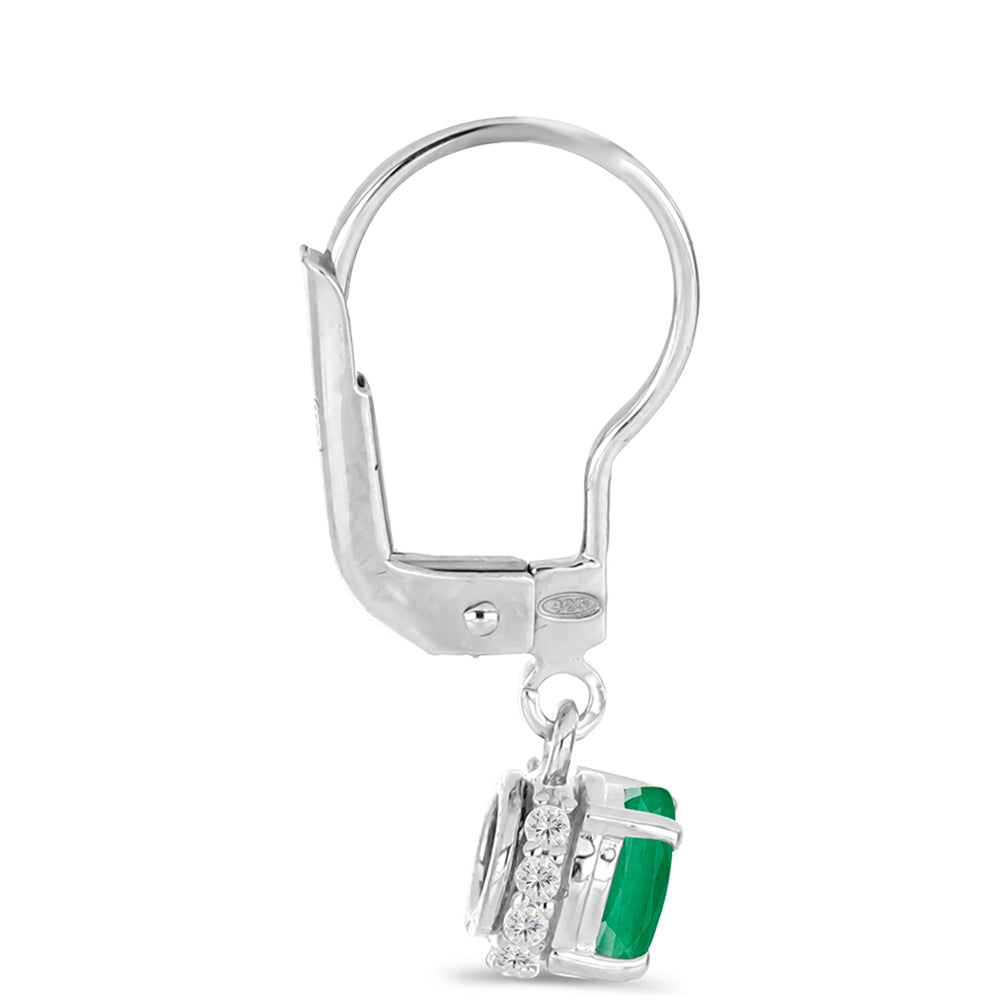 Silberohrringe mit brasilianischem Smaragd und weißem Topas 2 