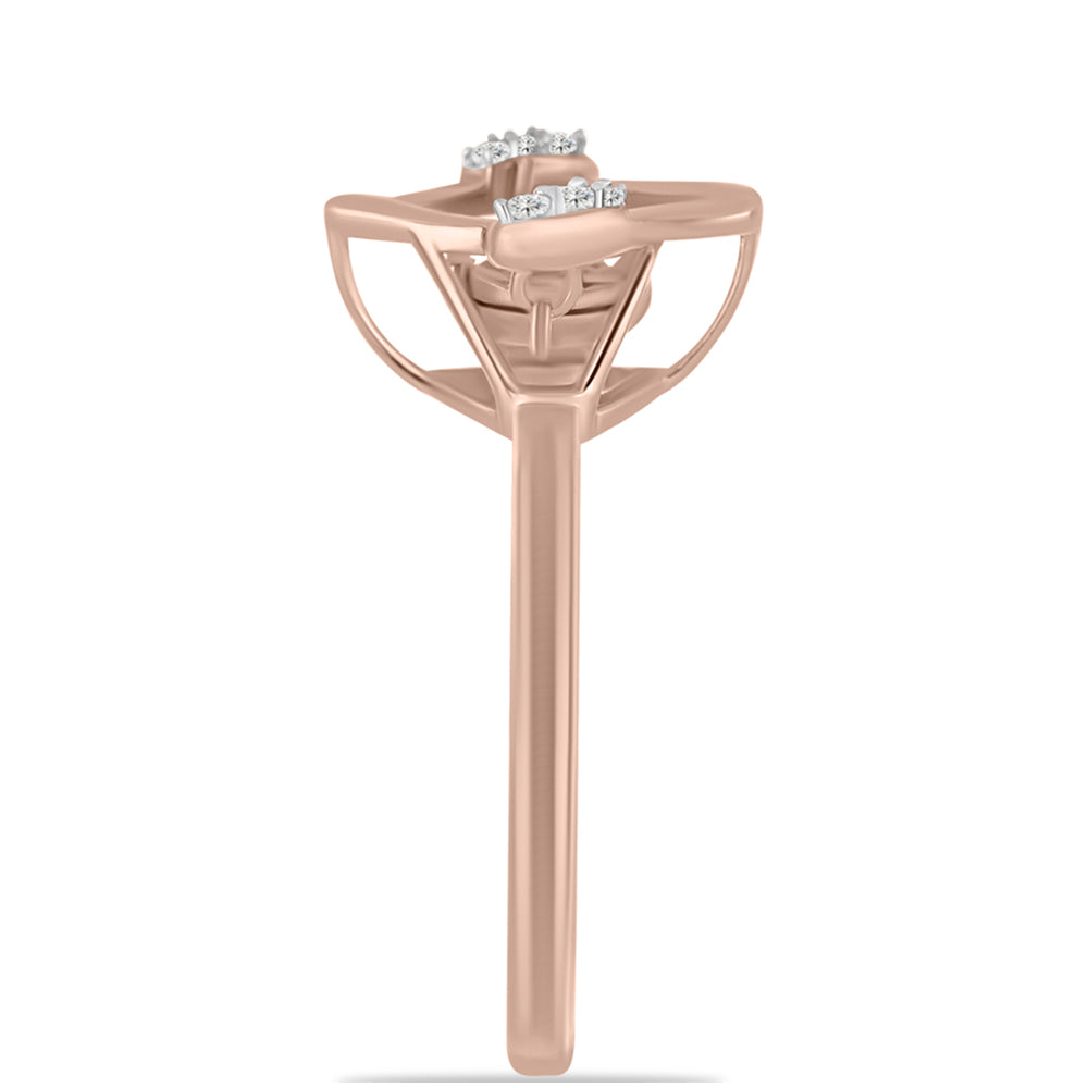 Rosevergoldeter Silberring mit rosafarbenem tanzendem Diamanten und weißem Topas 4 