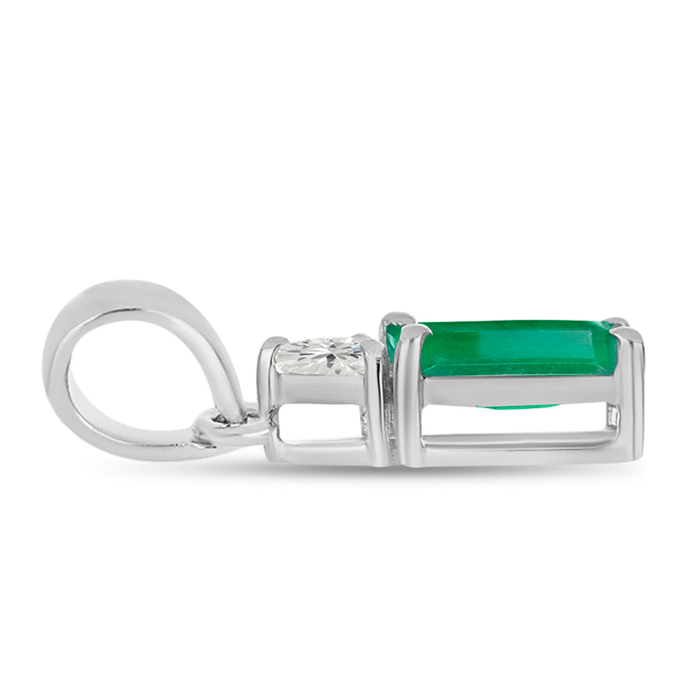 Silberanhänger mit brasilianischem Smaragd und weißem Topas