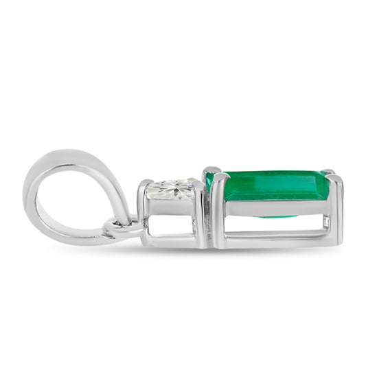 Silberanhänger mit brasilianischem Smaragd und weißem Topas