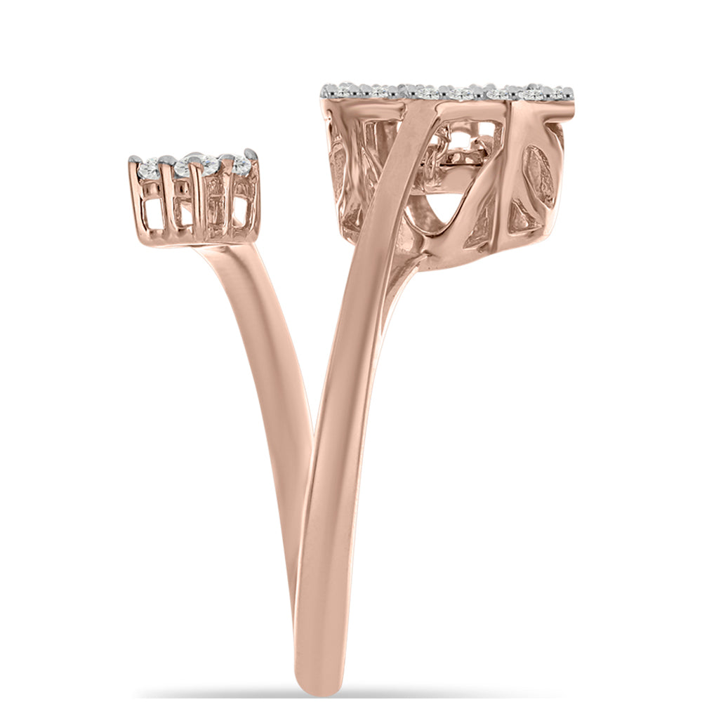 Rosevergoldeter Silberring mit rosafarbenem tanzendem Diamanten und weißem Topas 4 