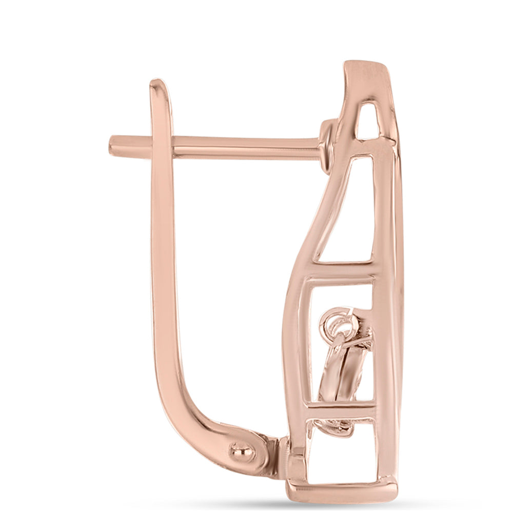 Rosevergoldete Silberohrringe mit rosafarbenem tanzendem Diamanten 2 