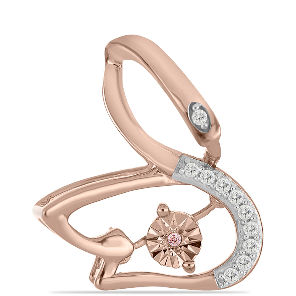 Rosevergoldeter Silberanhänger mit rosafarbenem tanzendem Diamanten und weißem Topas 1 