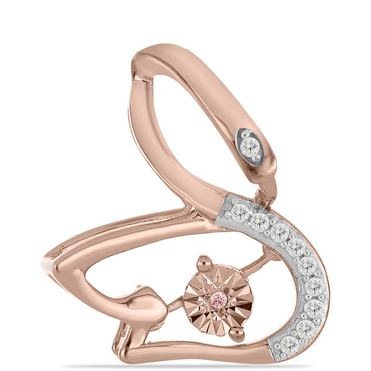 Rosevergoldeter Silberanhänger mit rosafarbenem tanzendem Diamanten und weißem Topas