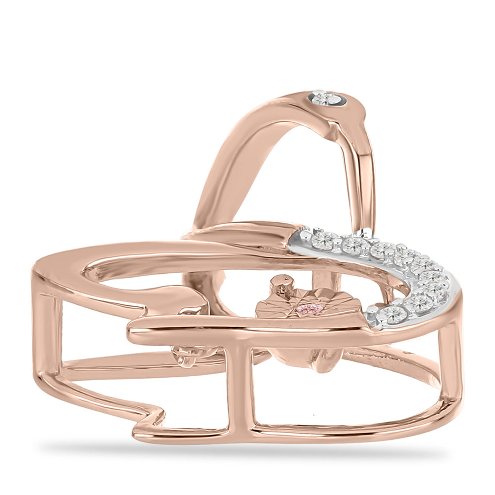 Rosevergoldeter Silberanhänger mit rosafarbenem tanzendem Diamanten und weißem Topas 2 