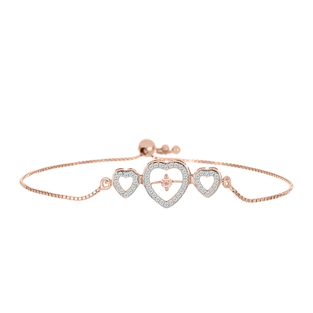 Rosevergoldetes Silberarmband mit rosafarbenem tanzendem Diamanten und weißem Topas