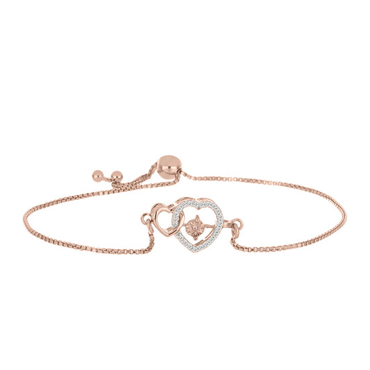 Rosevergoldetes Silberarmband mit rosafarbenem tanzendem Diamanten und weißem Topas