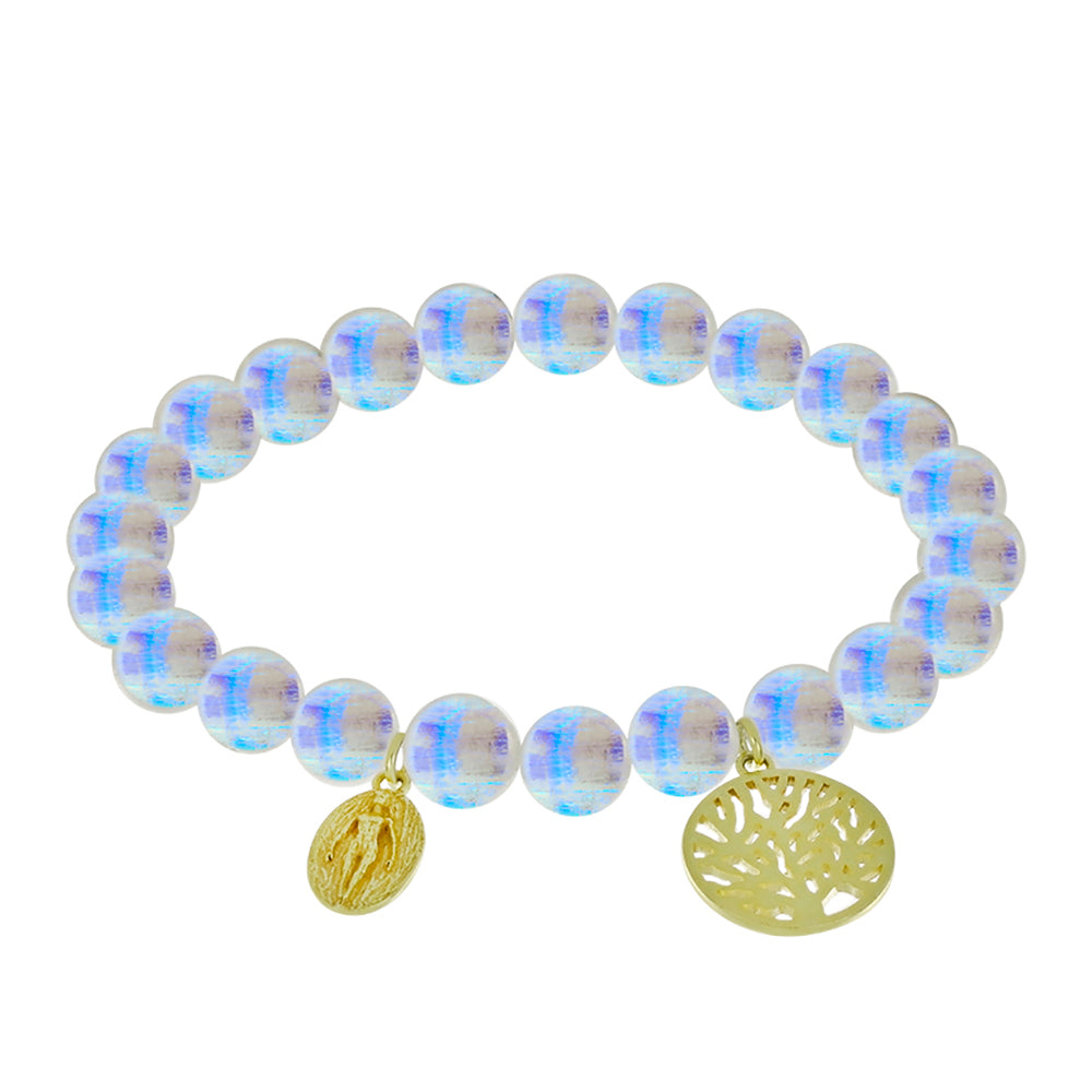 Goldplattiertes Silberarmband mit Regenbogenmondstein 1 