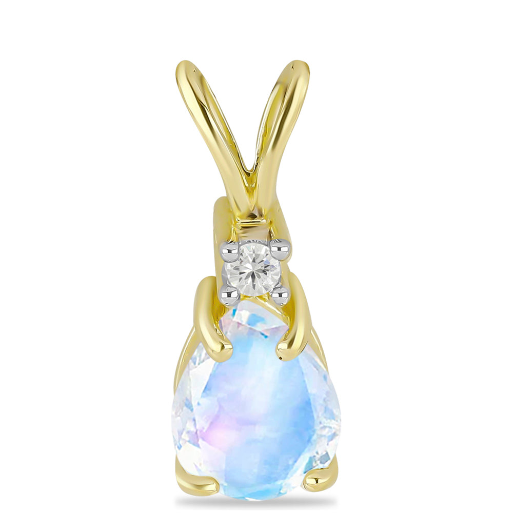 Goldplattierter Silberanhänger mit Regenbogenmondstein und weißem Topas 1 