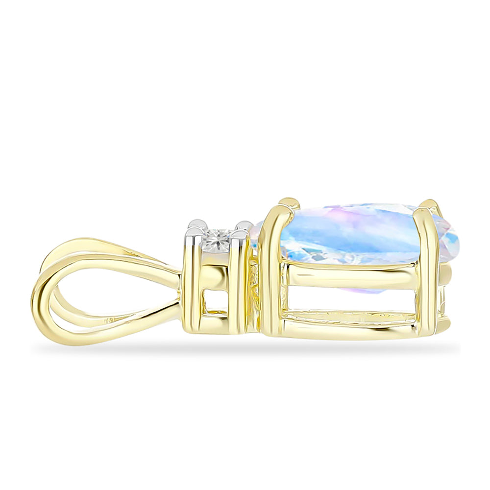 Goldplattierter Silberanhänger mit Regenbogenmondstein und weißem Topas 2 