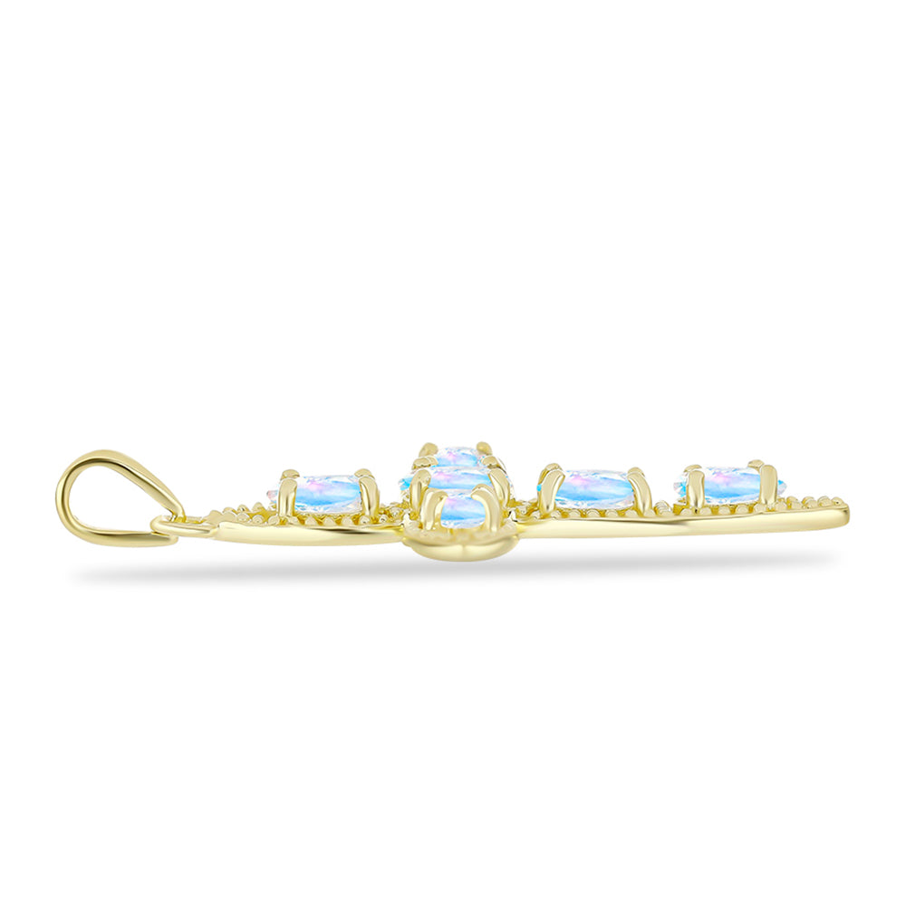 Goldplattierter Silberanhänger mit Regenbogenmondstein 2 