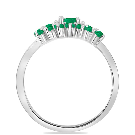 Silberring mit brasilianischem Smaragd und weißem Zirkon