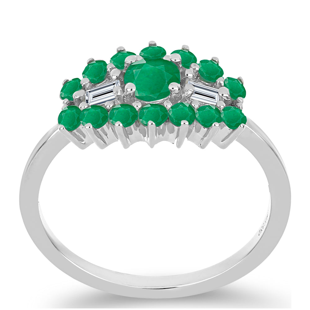 Silberring mit brasilianischem Smaragd und weißem Zirkon 3 