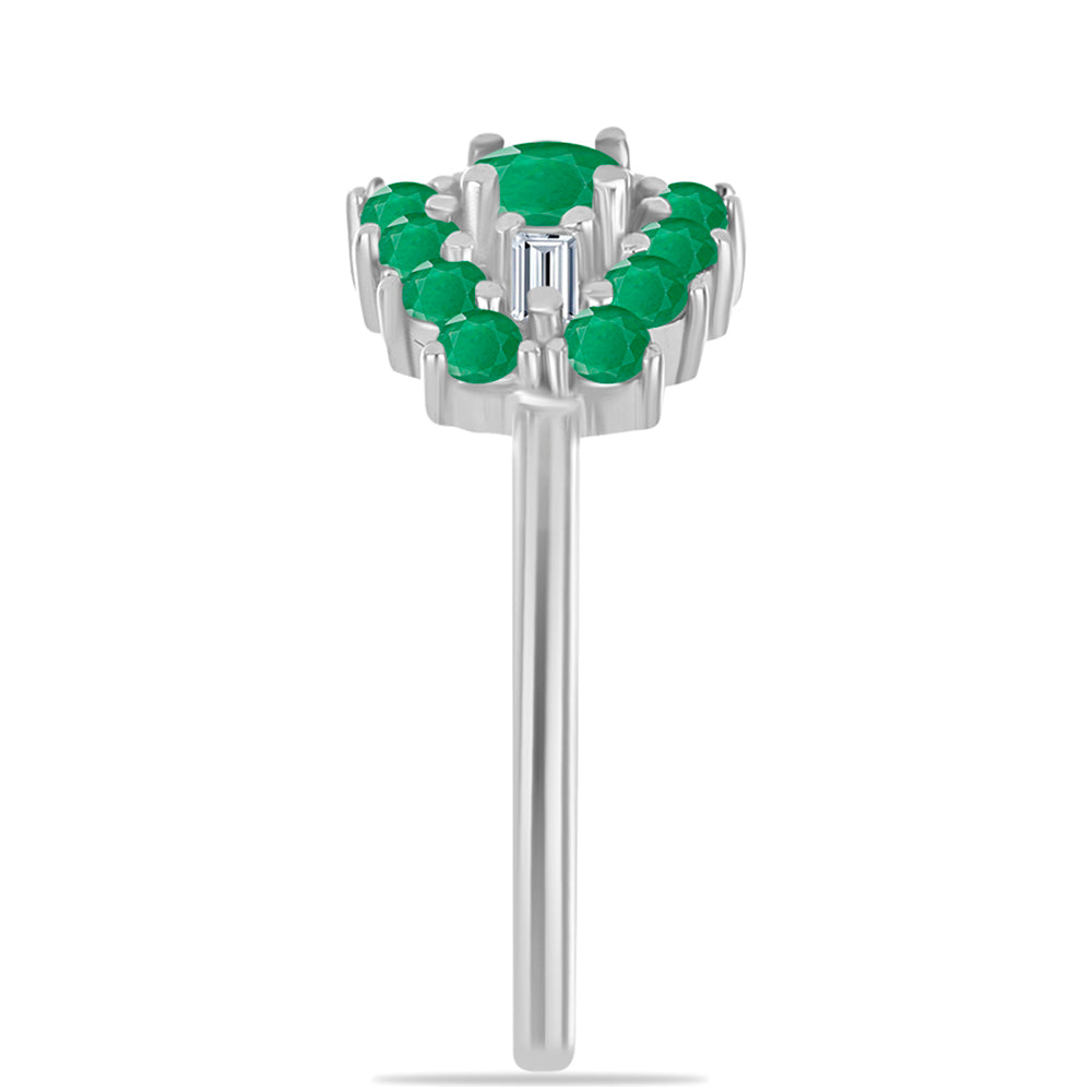 Silberring mit brasilianischem Smaragd und weißem Zirkon 4 