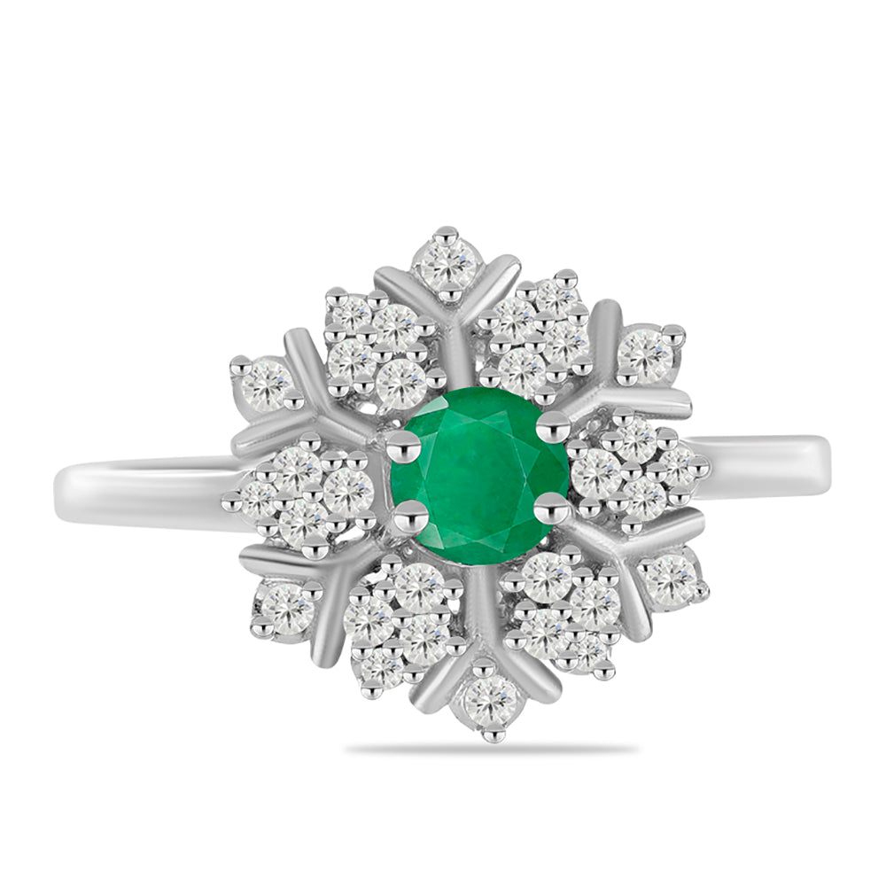 Silberring mit brasilianischem Smaragd und weißem Topas 1 