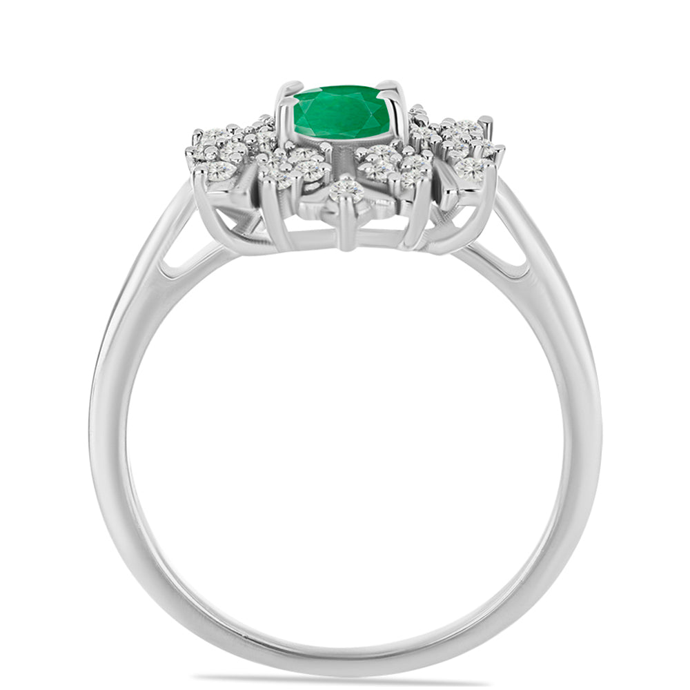 Silberring mit brasilianischem Smaragd und weißem Topas 2 