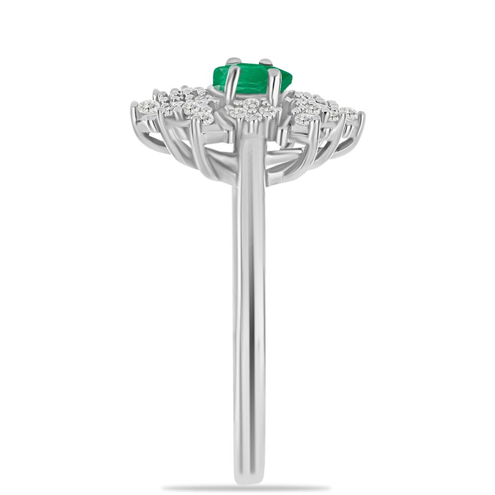 Silberring mit brasilianischem Smaragd und weißem Topas 4 