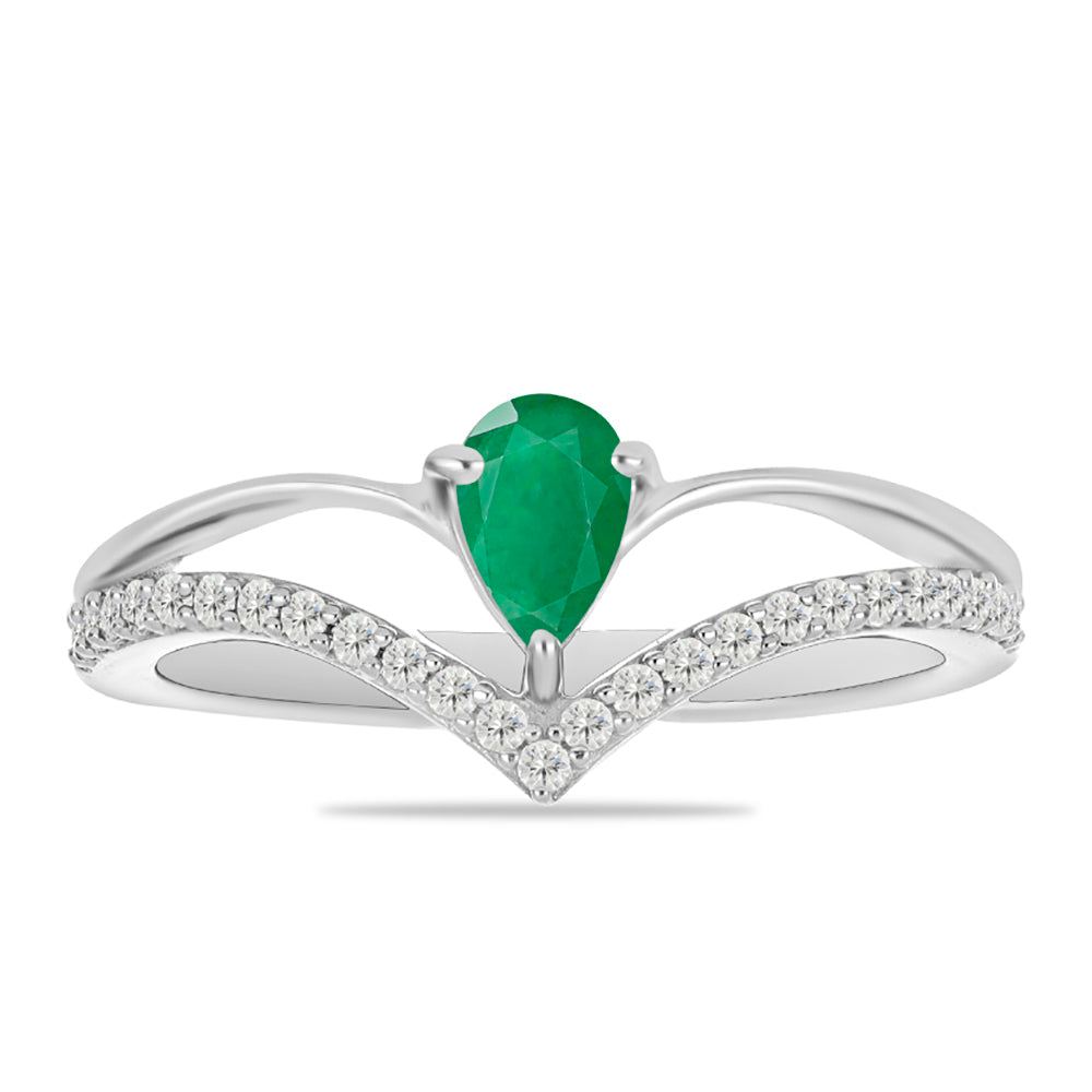 Silberring mit brasilianischem Smaragd und weißem Topas 1 