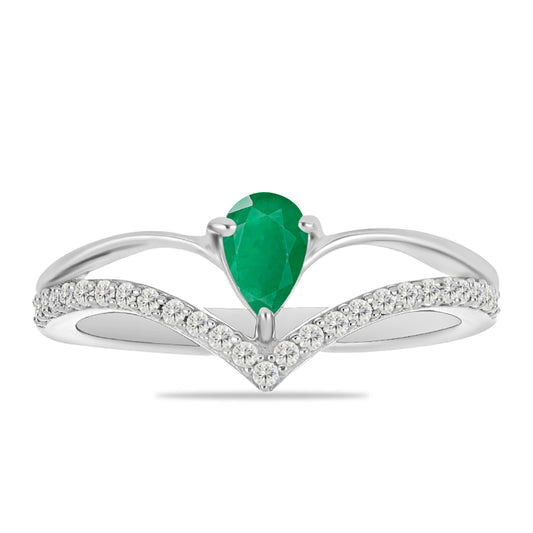 Silberring mit brasilianischem Smaragd und weißem Topas