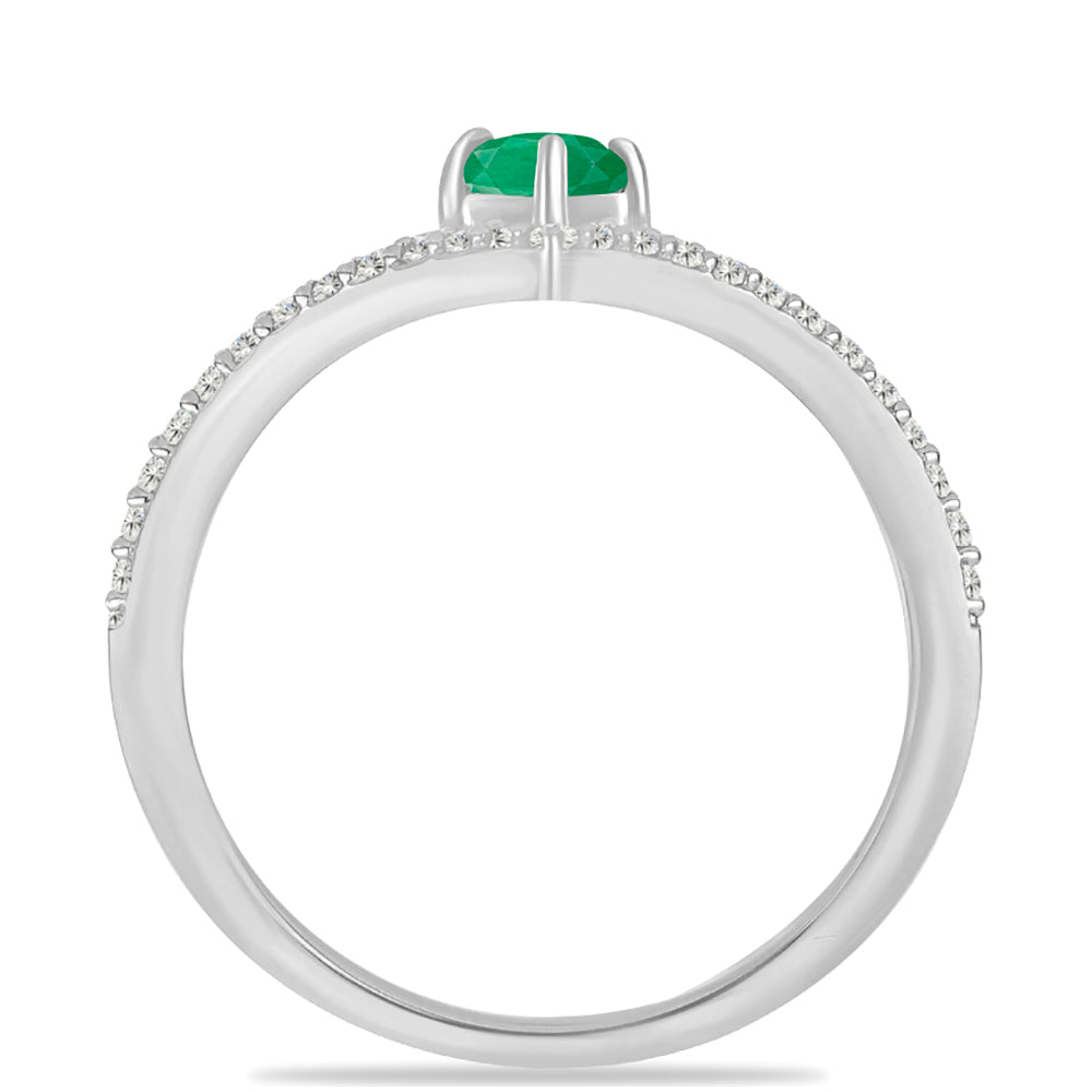 Silberring mit brasilianischem Smaragd und weißem Topas