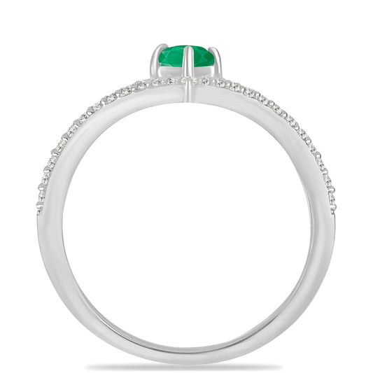 Silberring mit brasilianischem Smaragd und weißem Topas