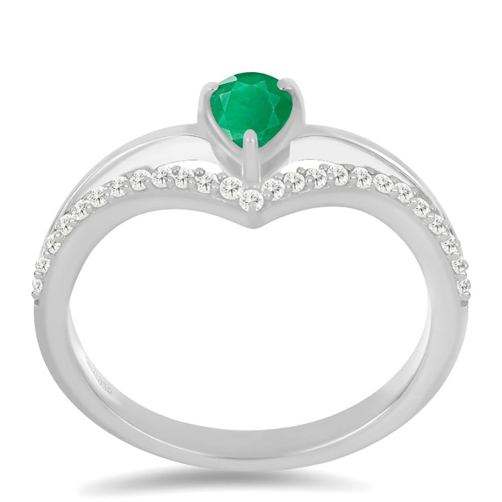 Silberring mit brasilianischem Smaragd und weißem Topas