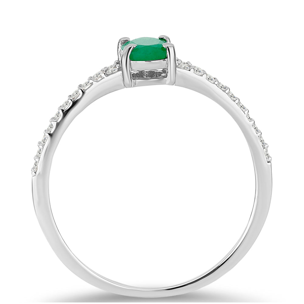 Silberring mit brasilianischem Smaragd und weißem Topas