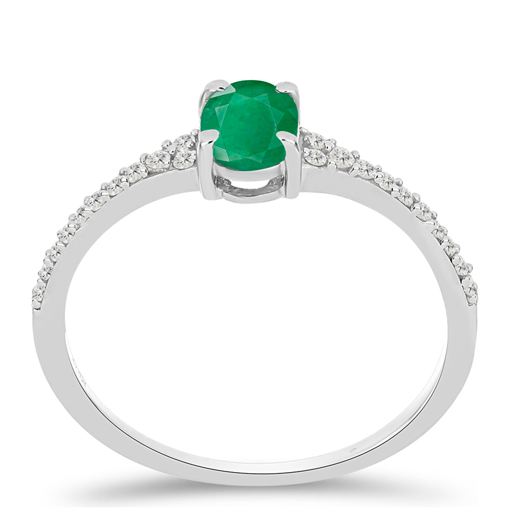 Silberring mit brasilianischem Smaragd und weißem Topas 4 