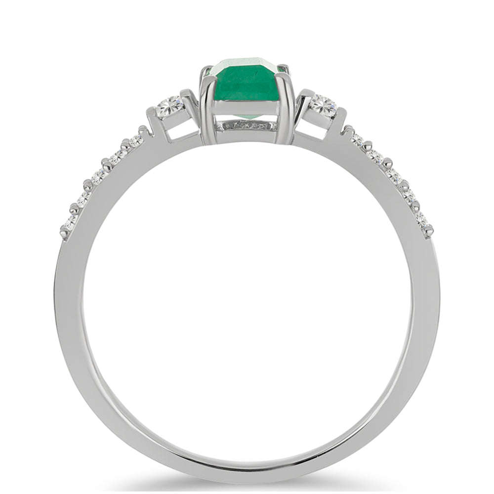 Silberring mit brasilianischem Smaragd und weißem Topas 2 