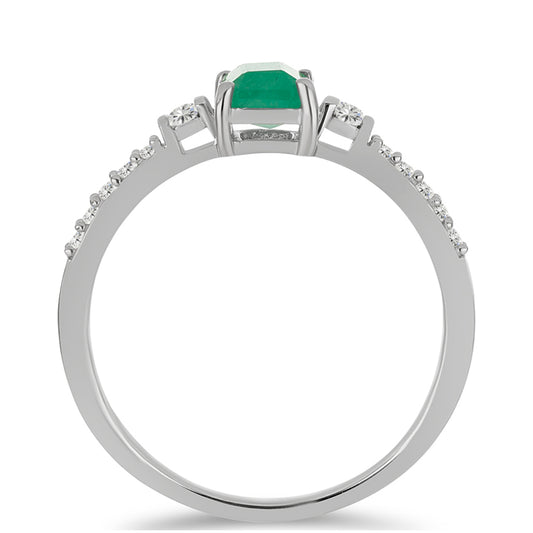 Silberring mit brasilianischem Smaragd und weißem Topas