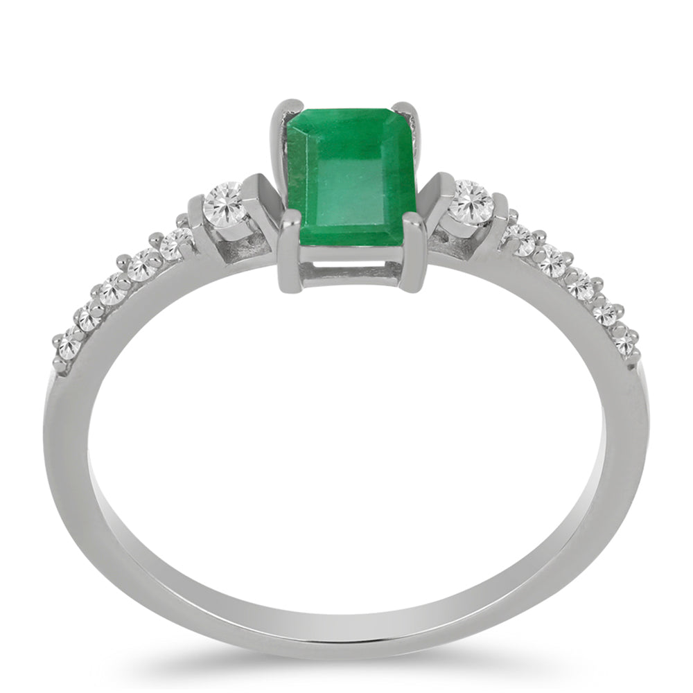 Silberring mit brasilianischem Smaragd und weißem Topas