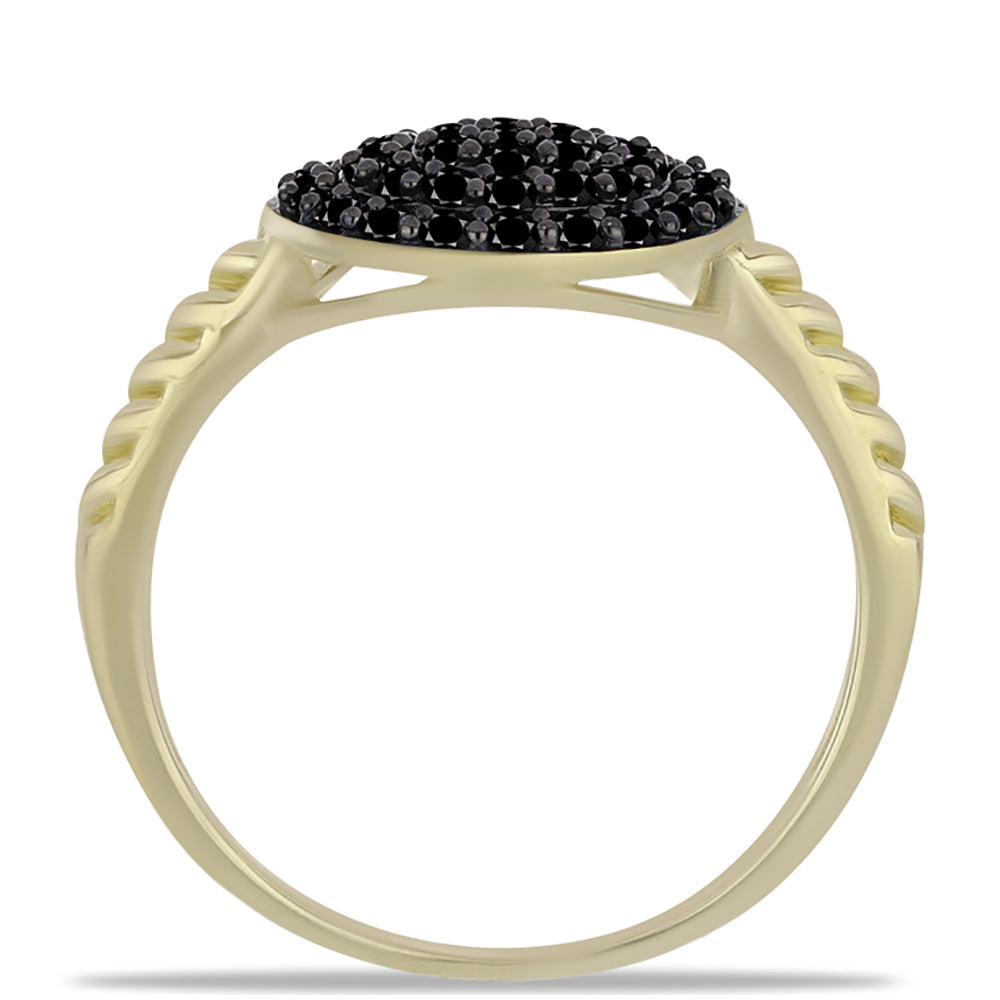 Goldplattierter Silberring mit schwarzem Turmalin aus Pelmadulla