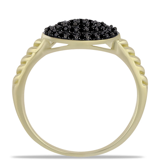 Goldplattierter Silberring mit schwarzem Turmalin aus Pelmadulla