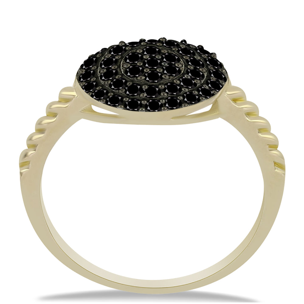 Goldplattierter Silberring mit schwarzem Turmalin aus Pelmadulla