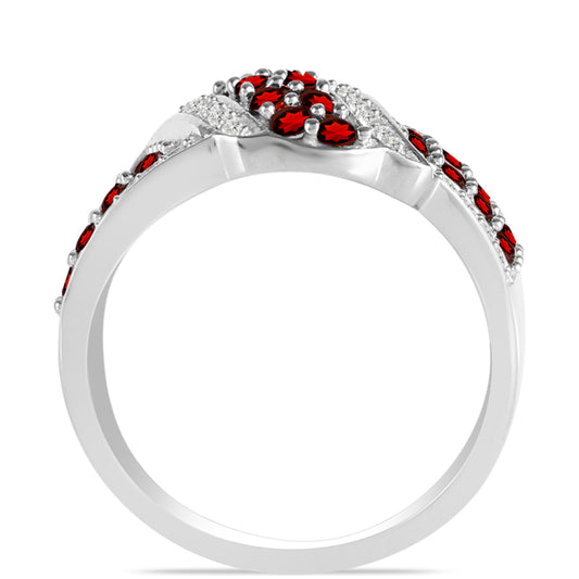 Silberring mit Barton Granat und weißem Topas