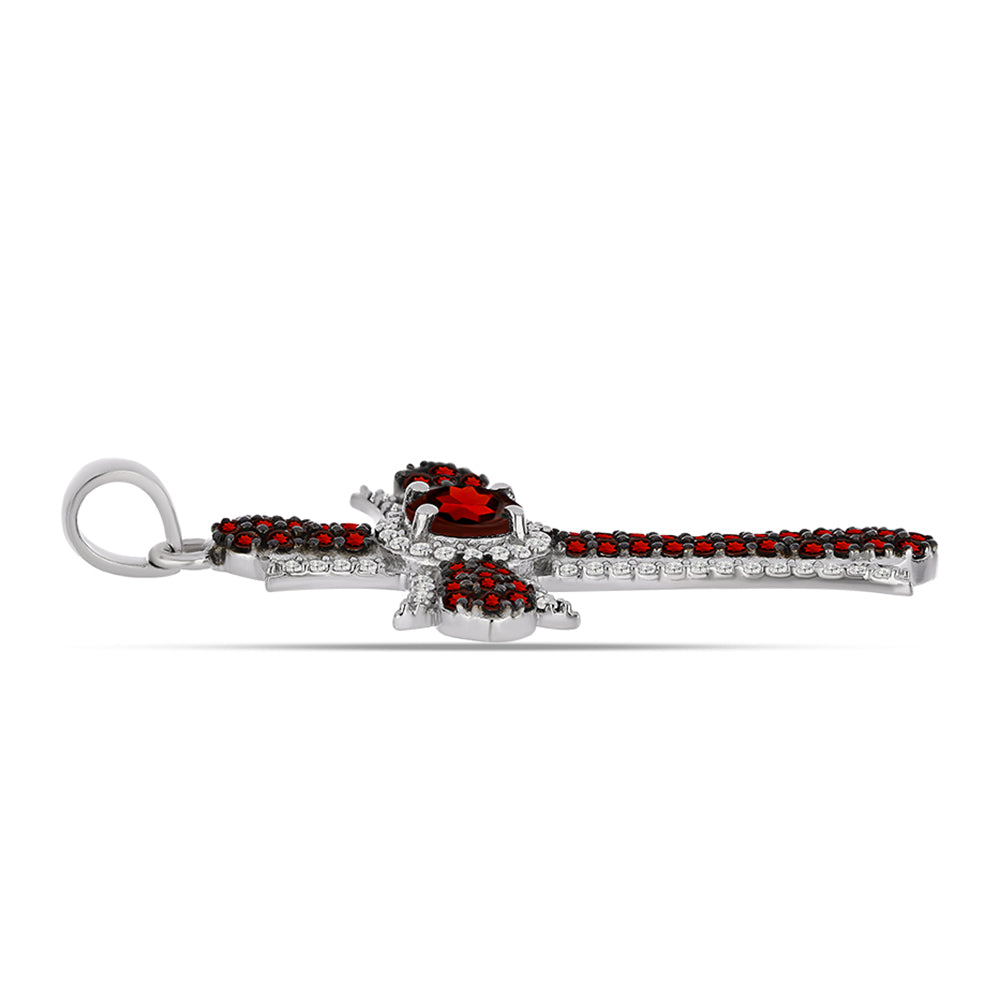 Silberanhänger mit Barton Granat und weißem Topas 2 