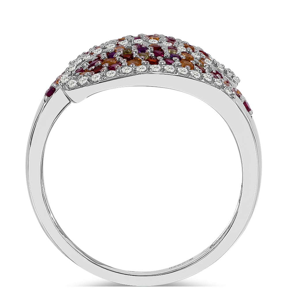 Silberring mit Barton Granat und Zitrin aus dem Ural 2 